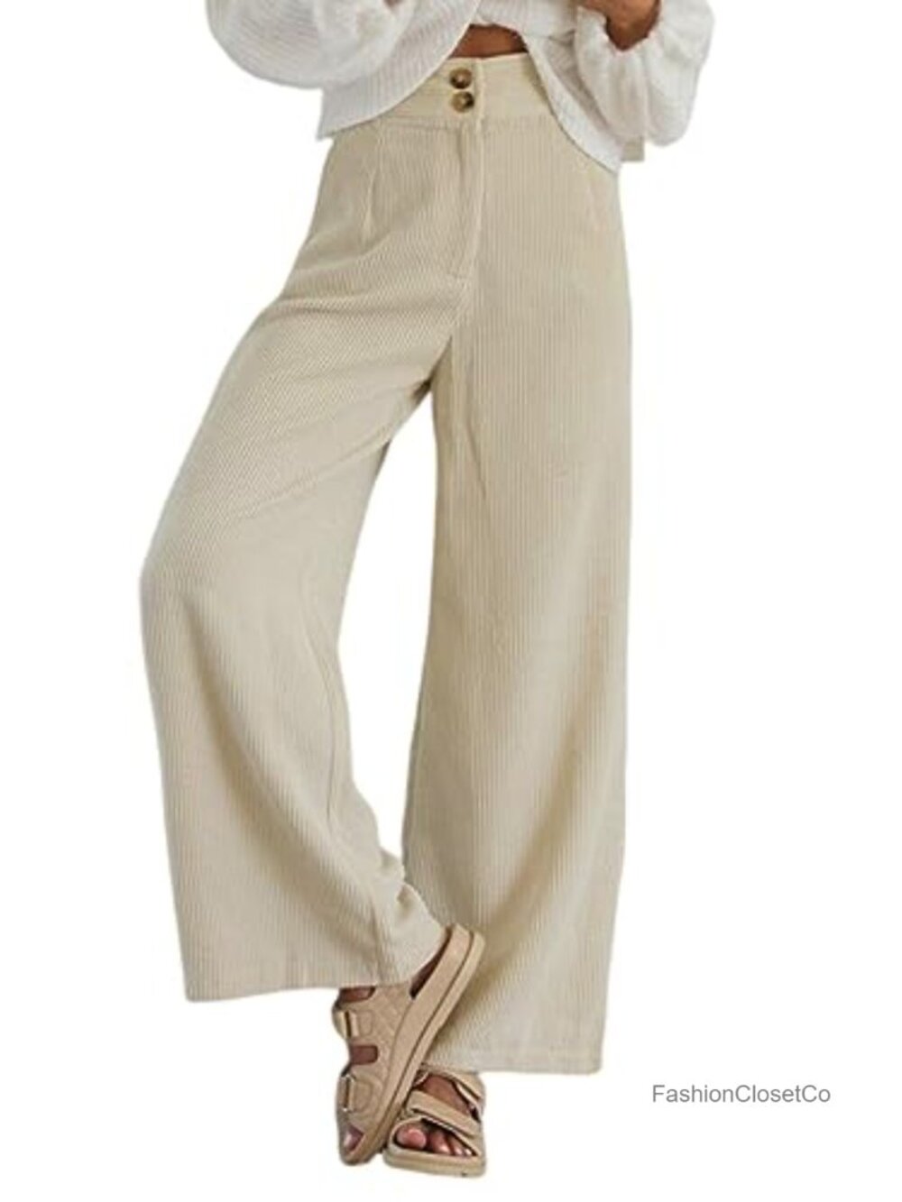 Corduroy Wide Leg Cargo Pants Women High Waisted Stretchy Pockets Fall Work